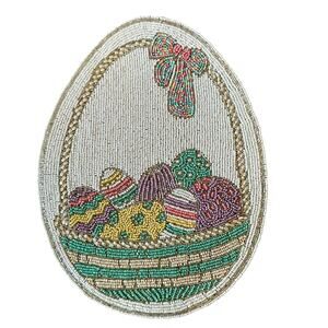 Tahari Home Easter Egg Basket Beaded Placemat 15in Spring Pastel New